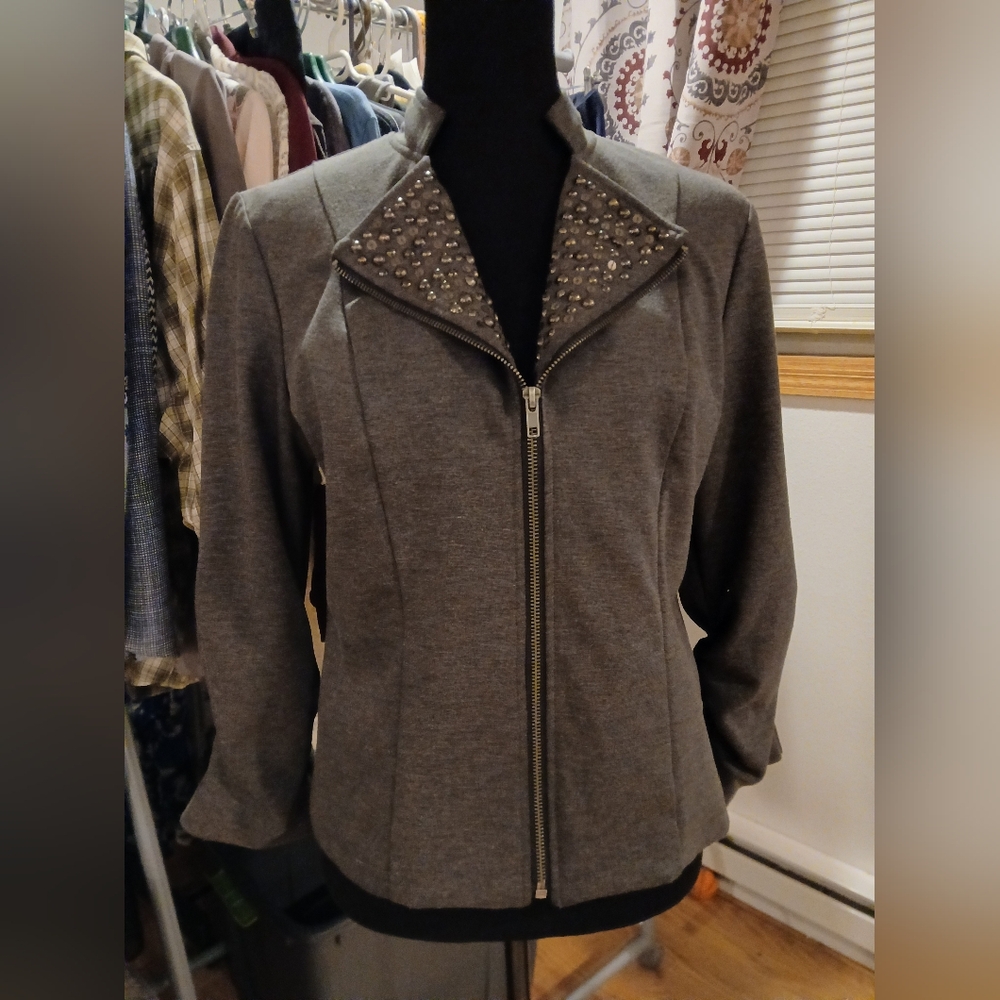 Apt 9 Sz Med Dk Grey Zip Up Jacket